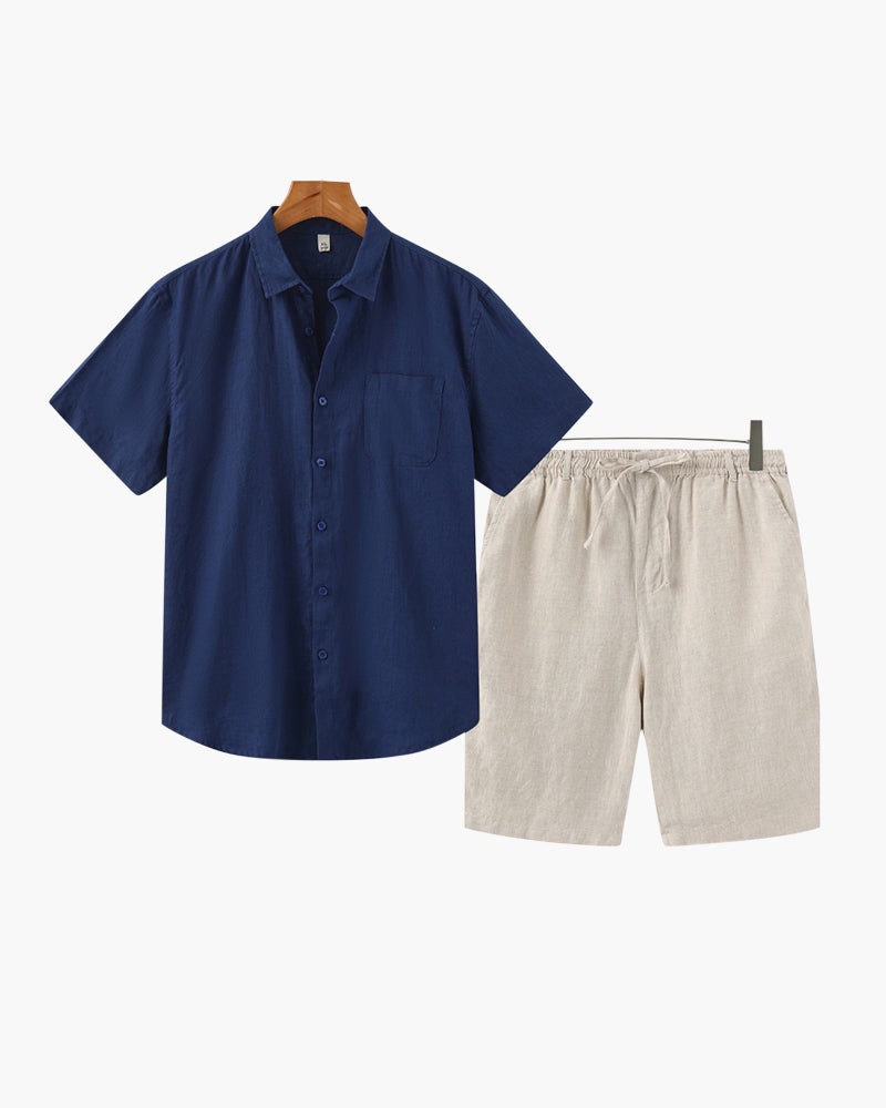 Linen Shirt and Shorts Set