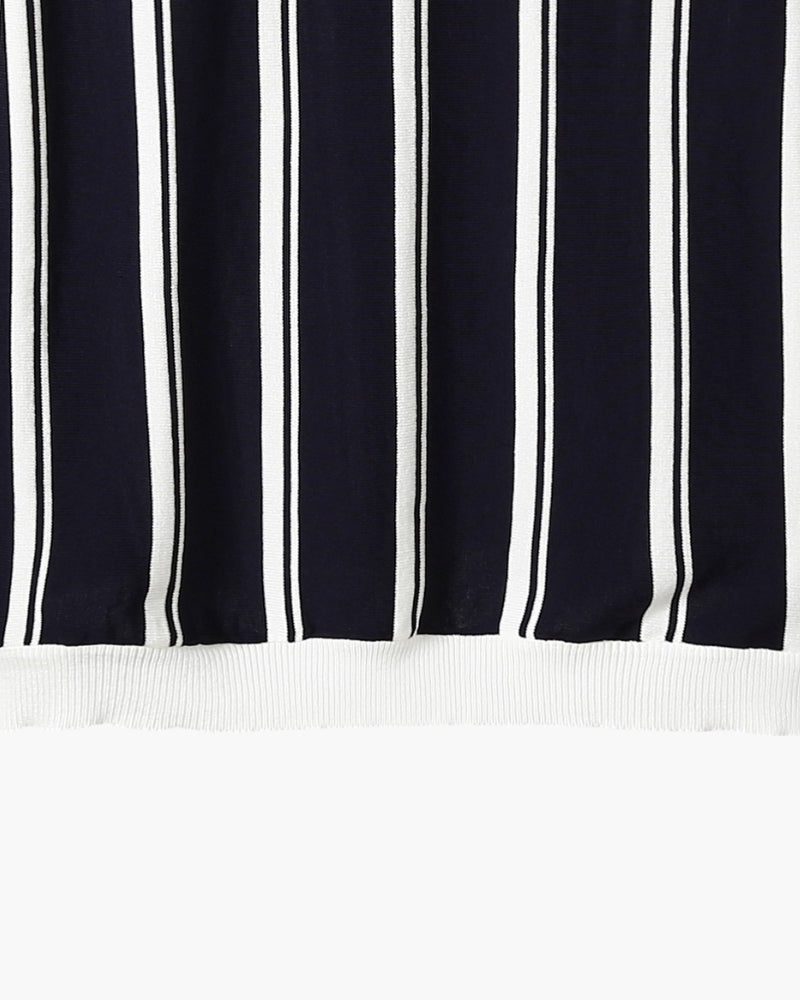 Striped Half-Zip Knit Polo