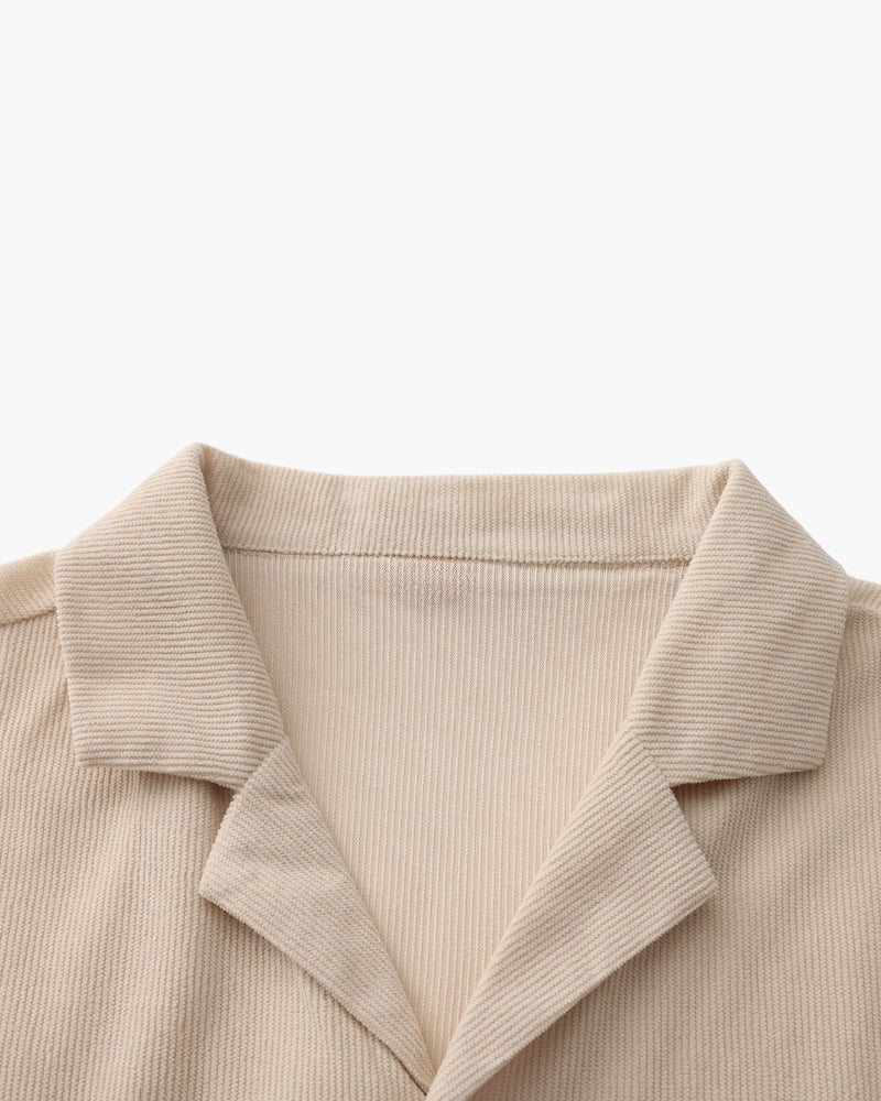 Corduroy Shirt and Shorts Set