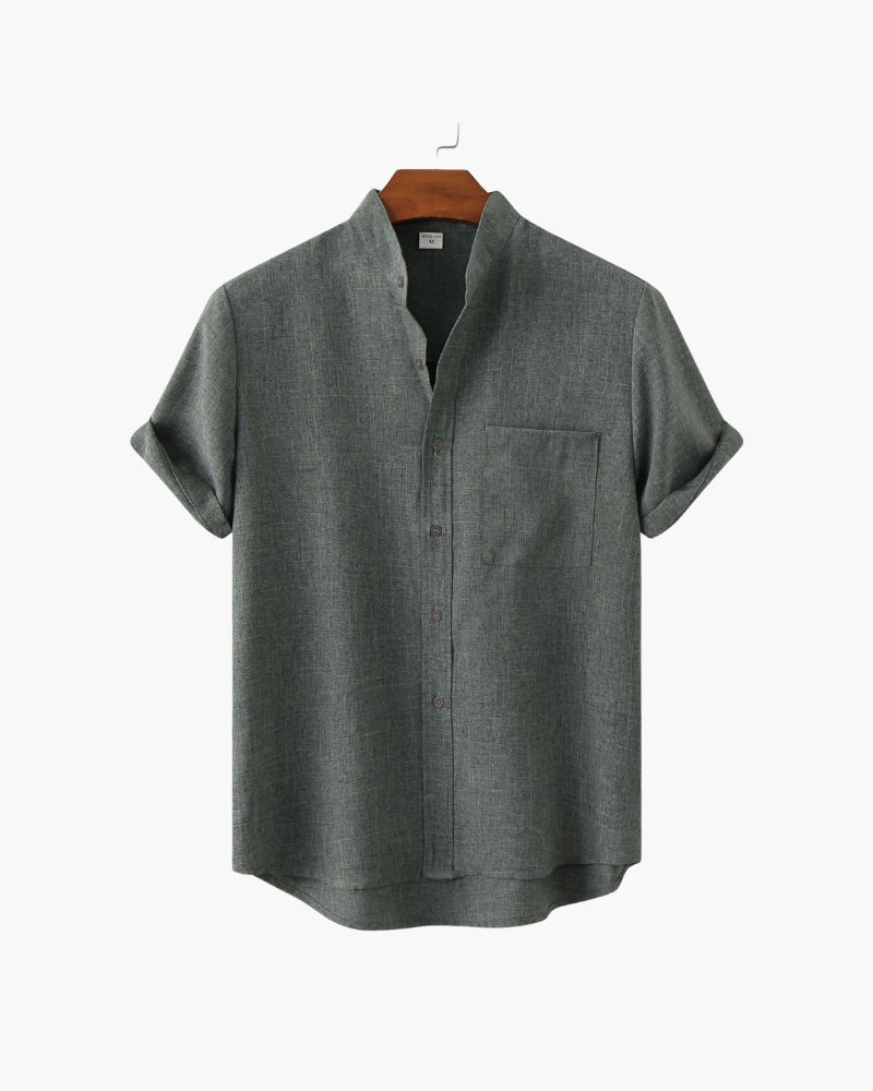 Mandarin Collar Short Sleeve Shirt