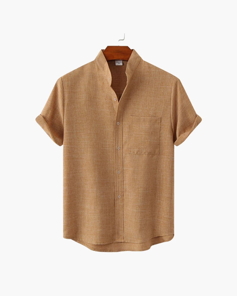 Mandarin Collar Short Sleeve Shirt
