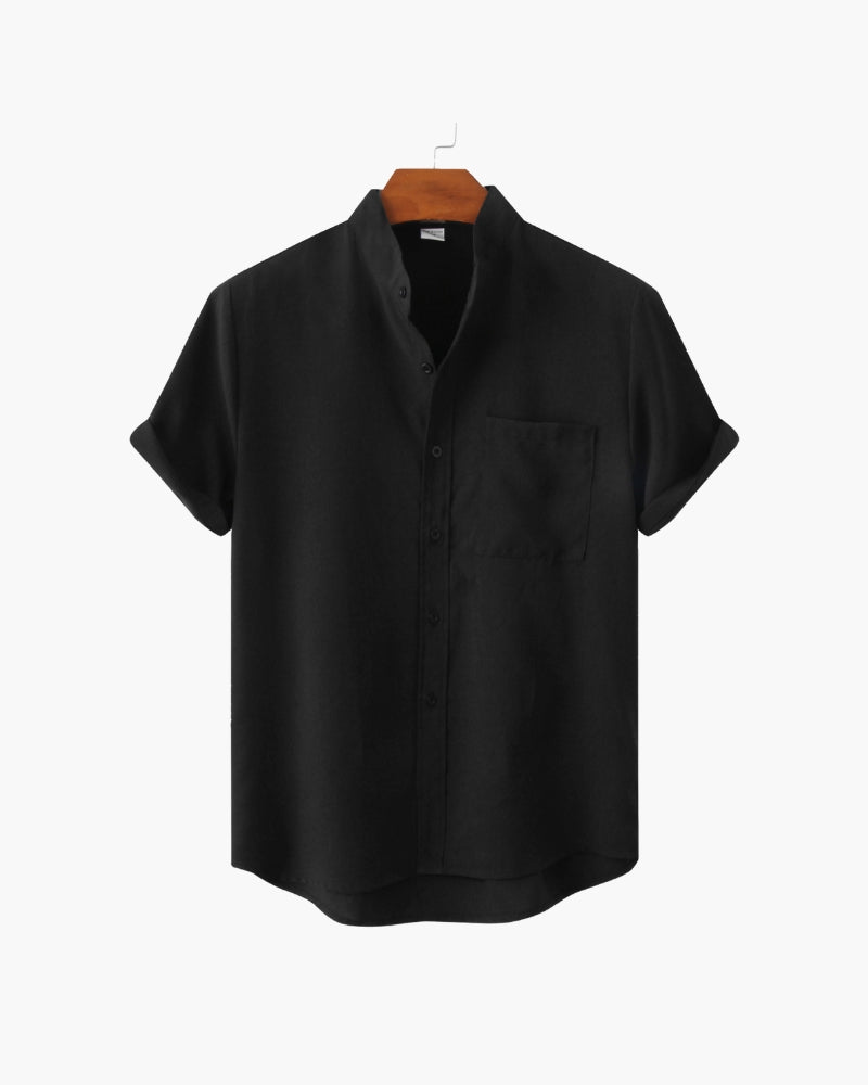Mandarin Collar Short Sleeve Shirt