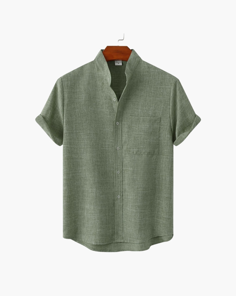 Mandarin Collar Short Sleeve Shirt