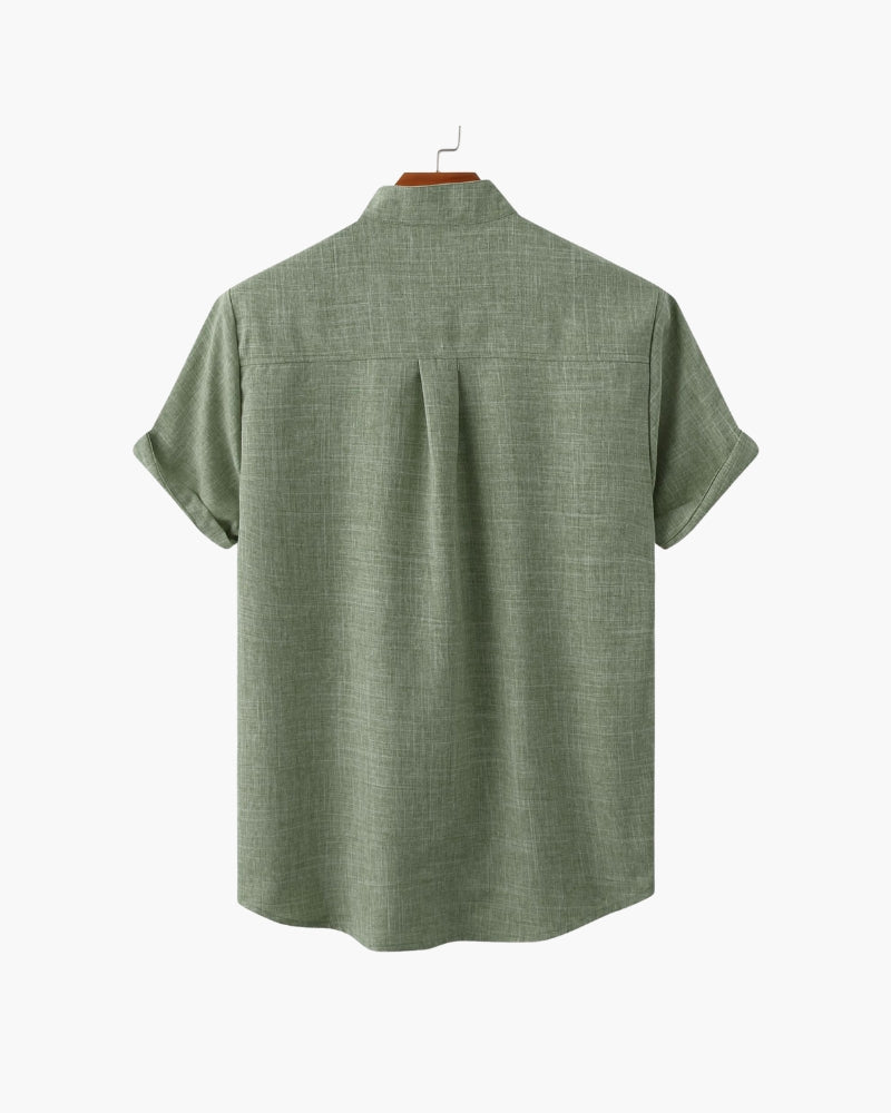 Mandarin Collar Short Sleeve Shirt