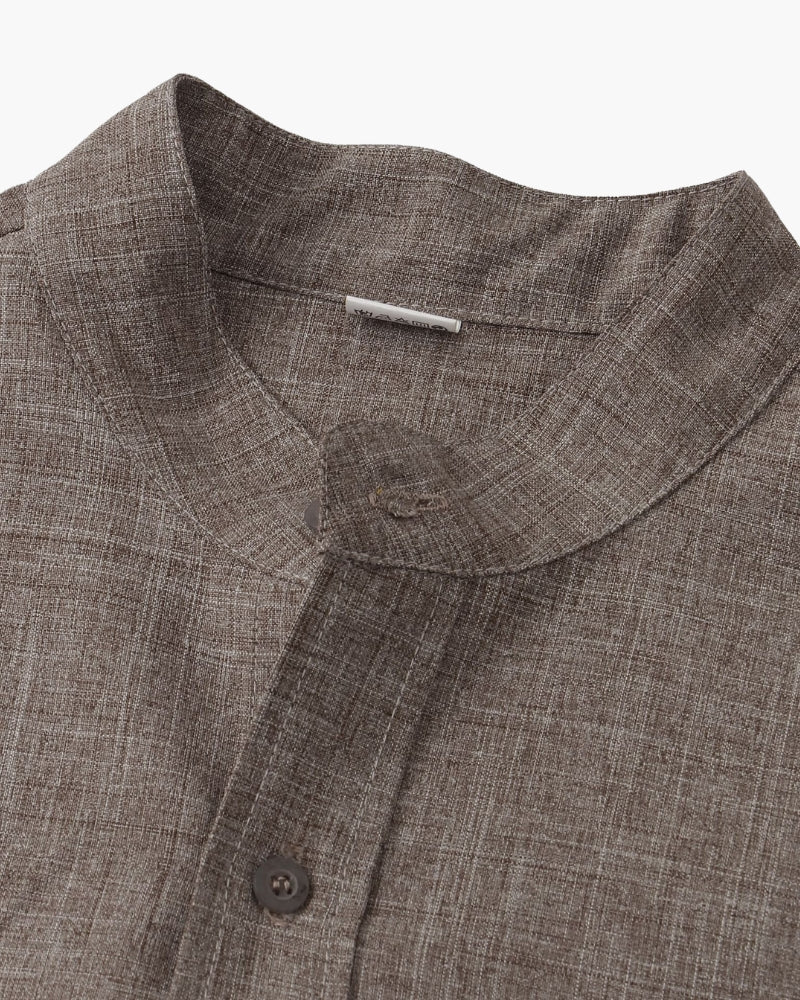 Mandarin Collar Short Sleeve Shirt
