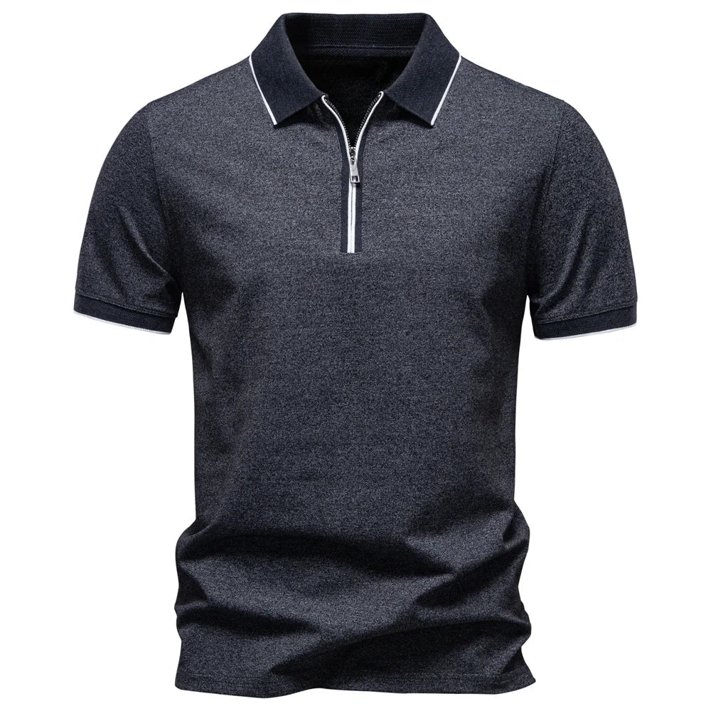 Zip Neck Cotton Polo
