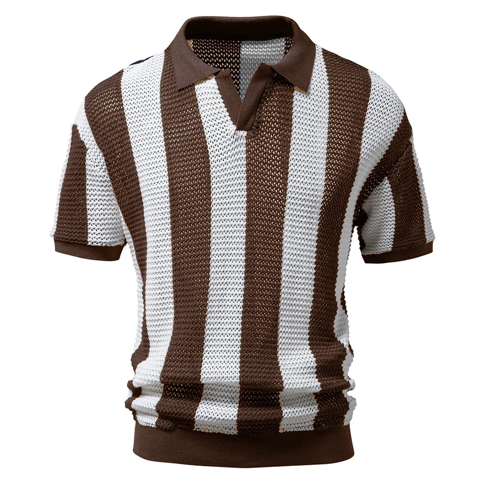 Open Weave Stripe Polo