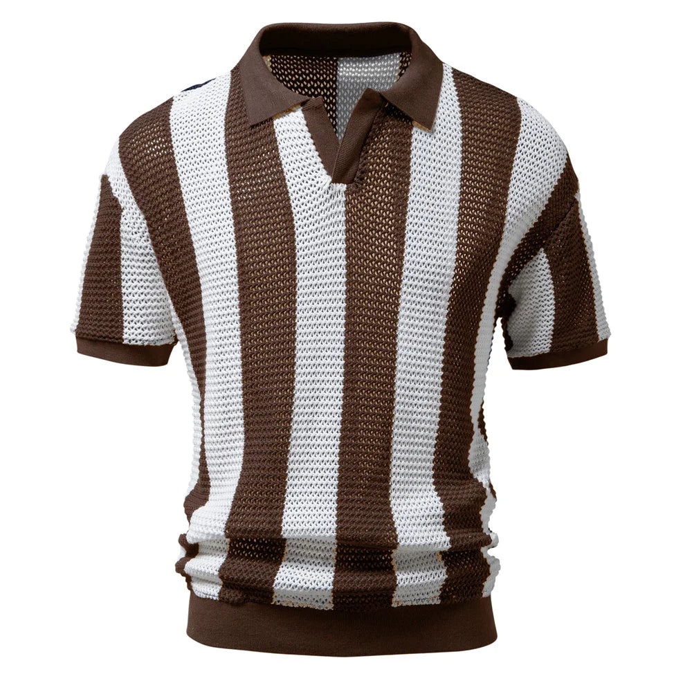 Open Weave Stripe Polo