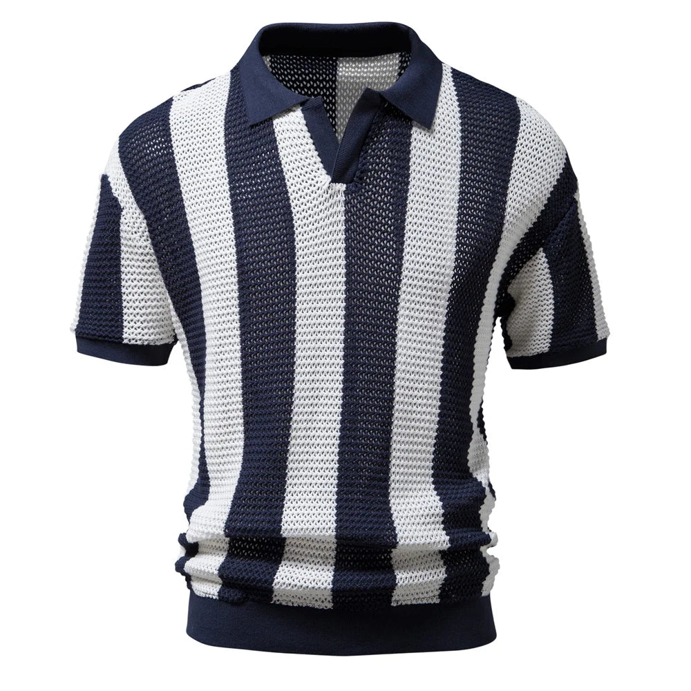 Open Weave Stripe Polo