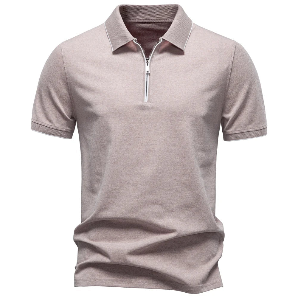 Zip Neck Cotton Polo