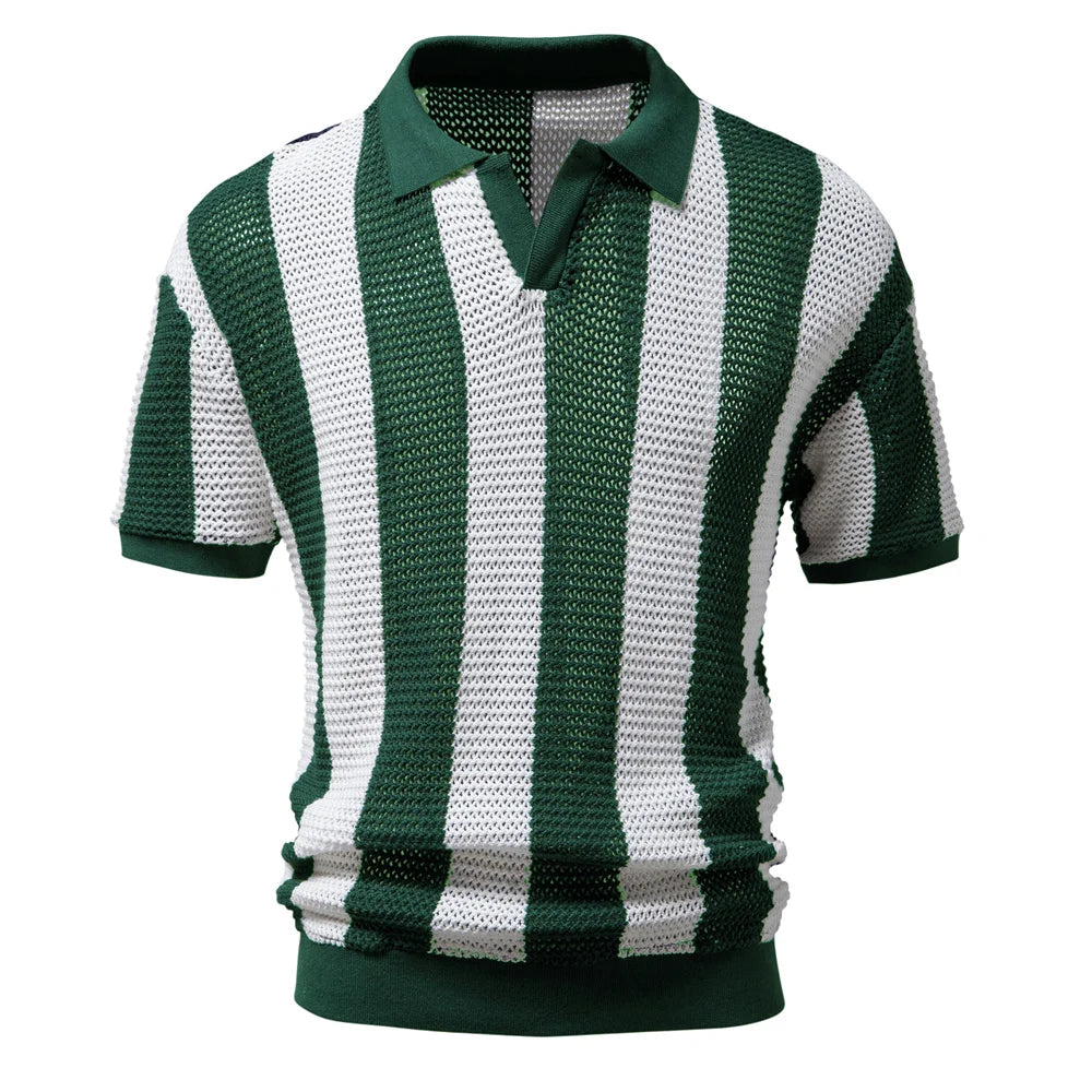 Open Weave Stripe Polo