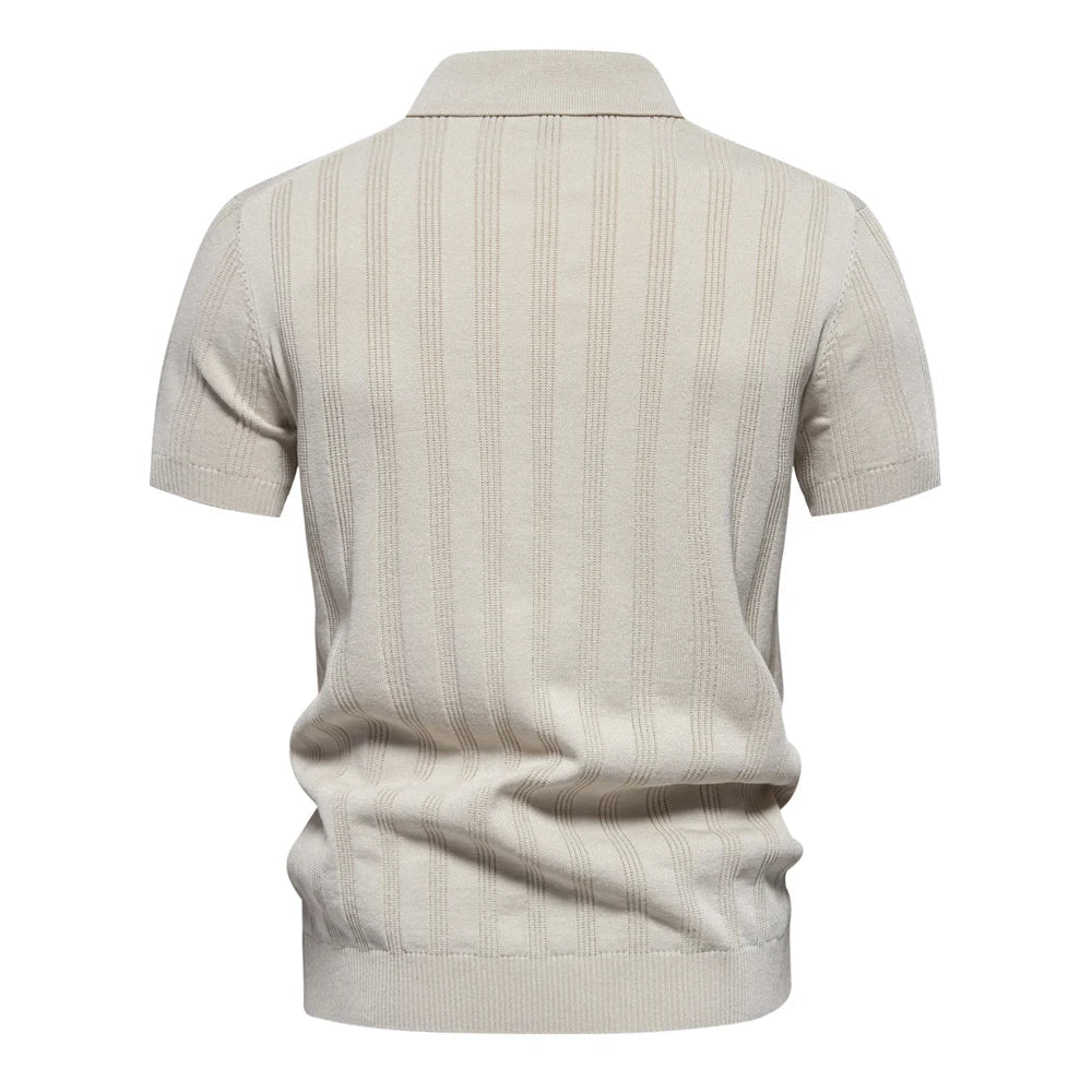 Textured Stripe Polo Shirt