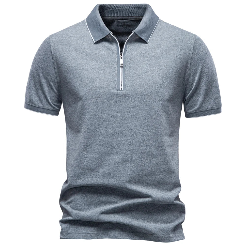 Zip Neck Cotton Polo