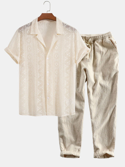 Short Sleeve Textured Polo Set
