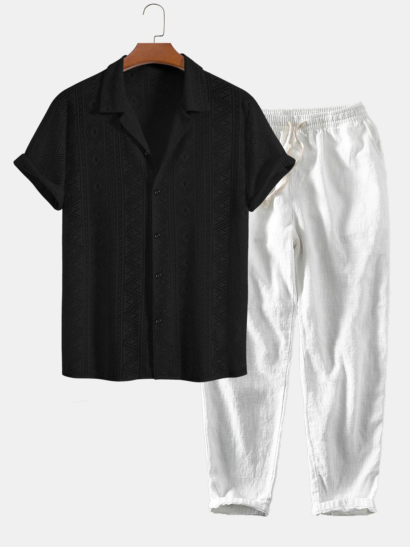 Short Sleeve Textured Polo Set