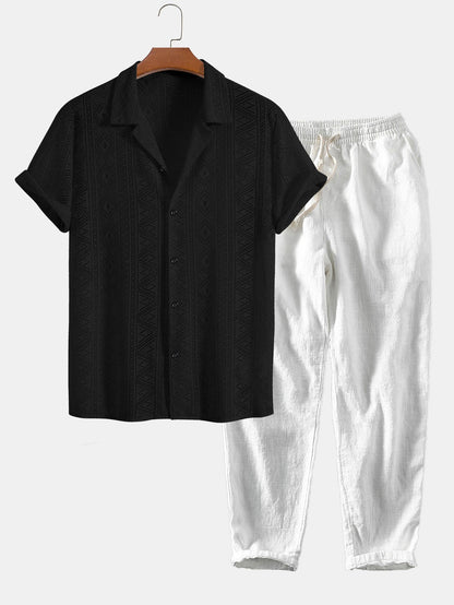 Short Sleeve Textured Polo Set
