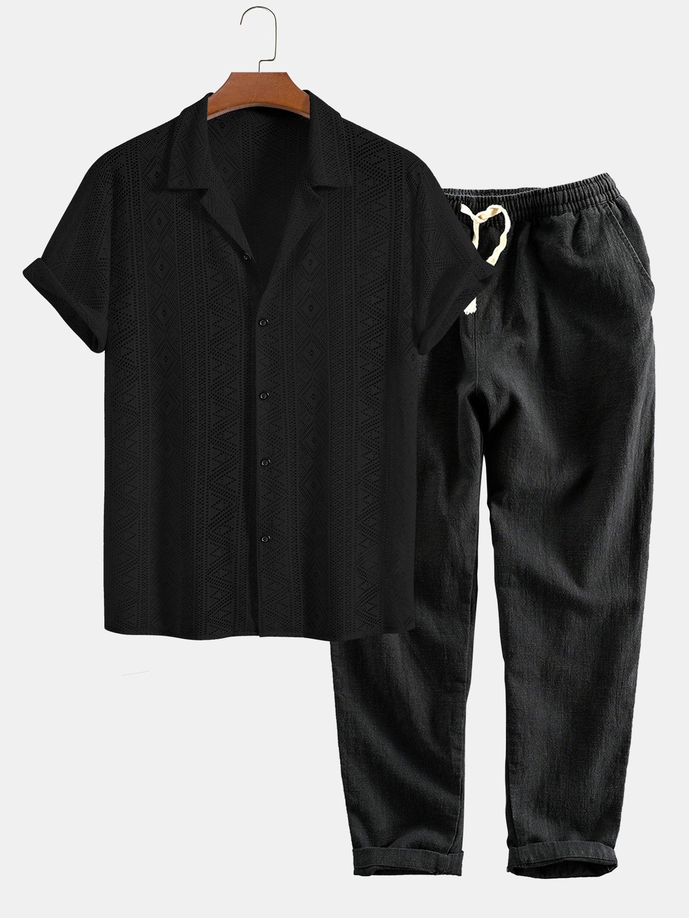 Short Sleeve Textured Polo Set