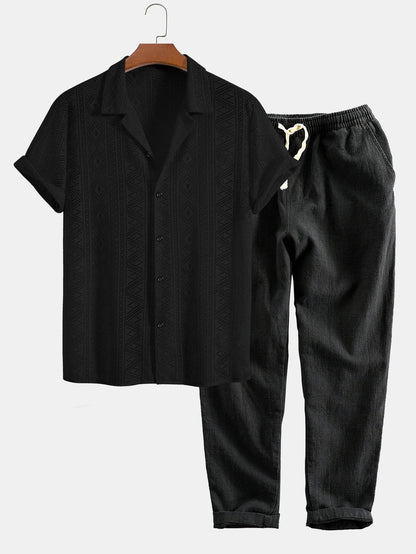 Short Sleeve Textured Polo Set