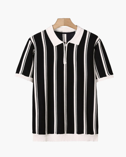 Striped Half-Zip Knit Polo
