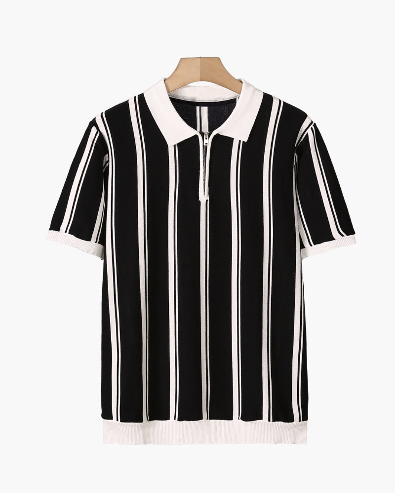 Striped Half-Zip Knit Polo