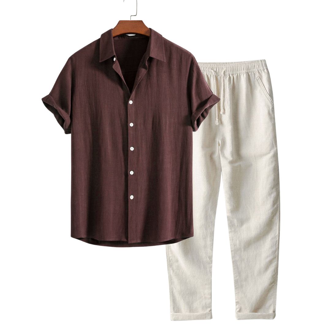 Short Sleeve Waffle Polo Set