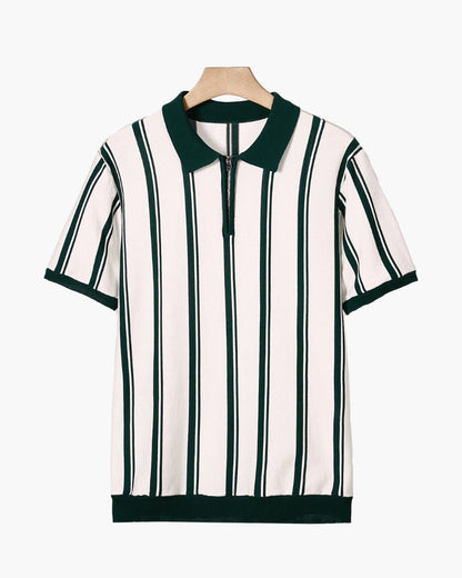 Striped Half-Zip Knit Polo