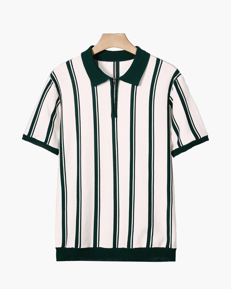 Striped Half-Zip Knit Polo