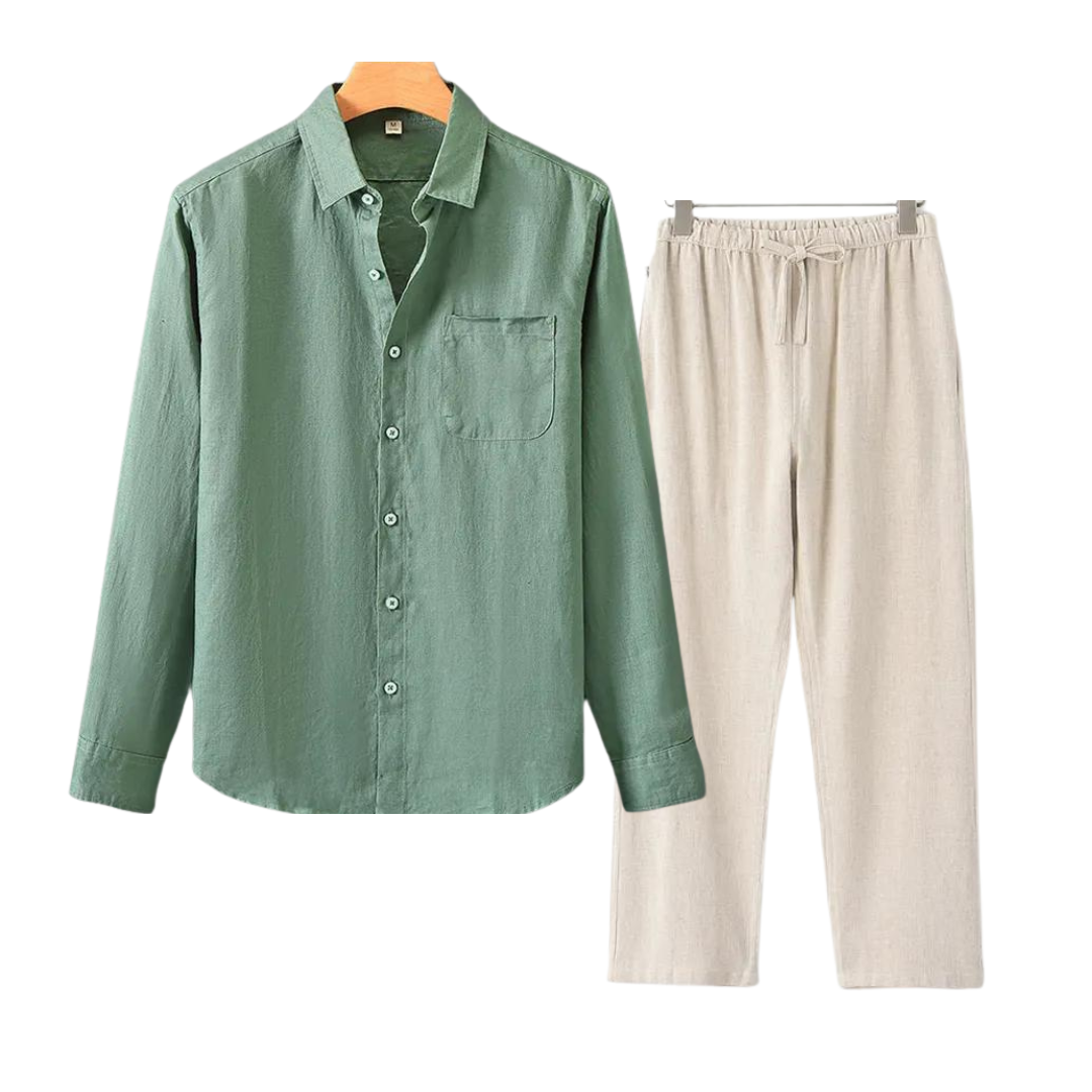 Linen Polo Trouser Set