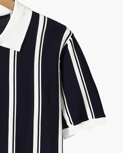 Striped Half-Zip Knit Polo