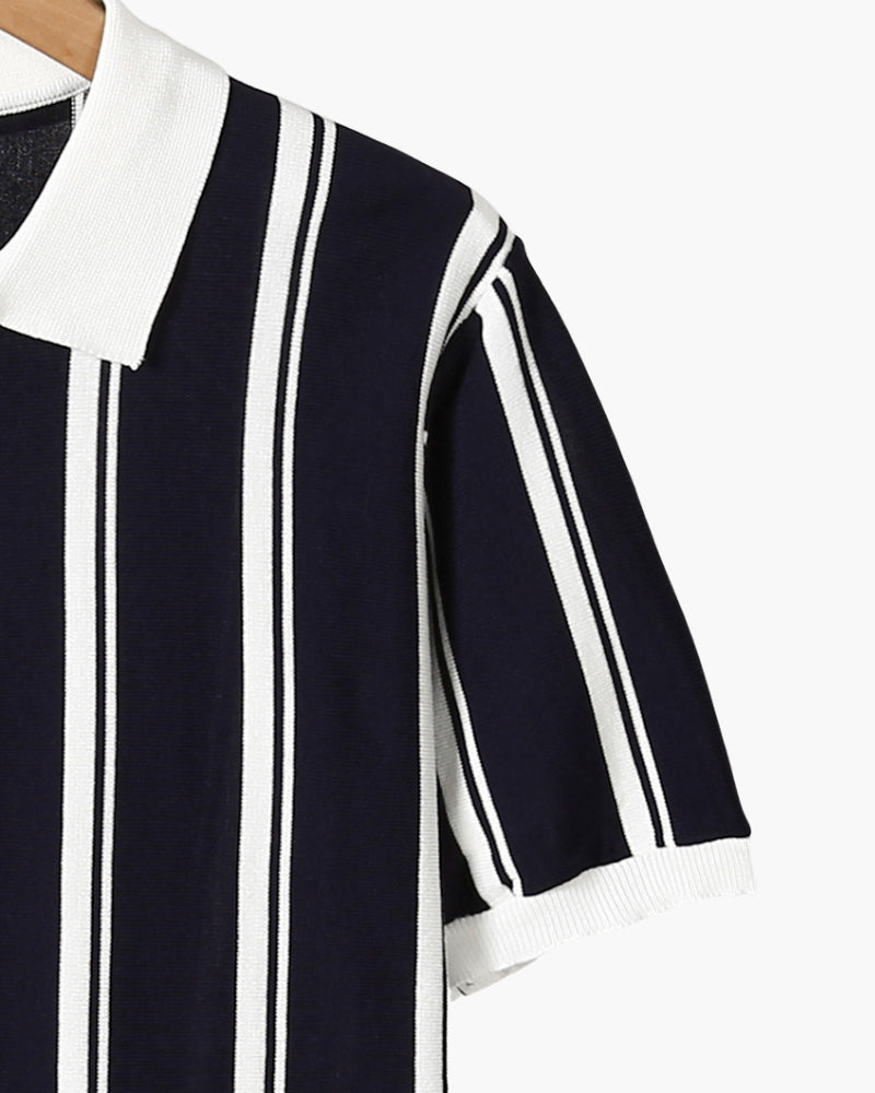 Striped Half-Zip Knit Polo