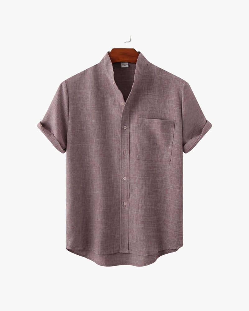 Mandarin Collar Short Sleeve Shirt
