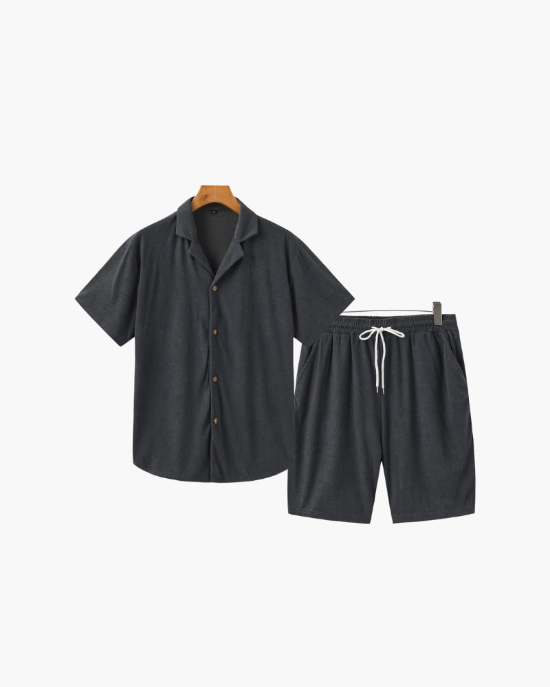 Corduroy Shirt and Shorts Set