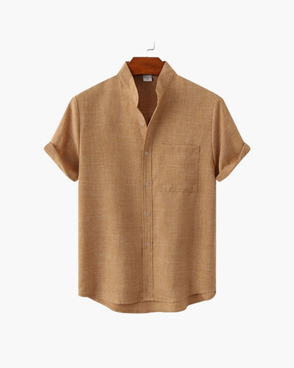 Mandarin Collar Short Sleeve Shirt