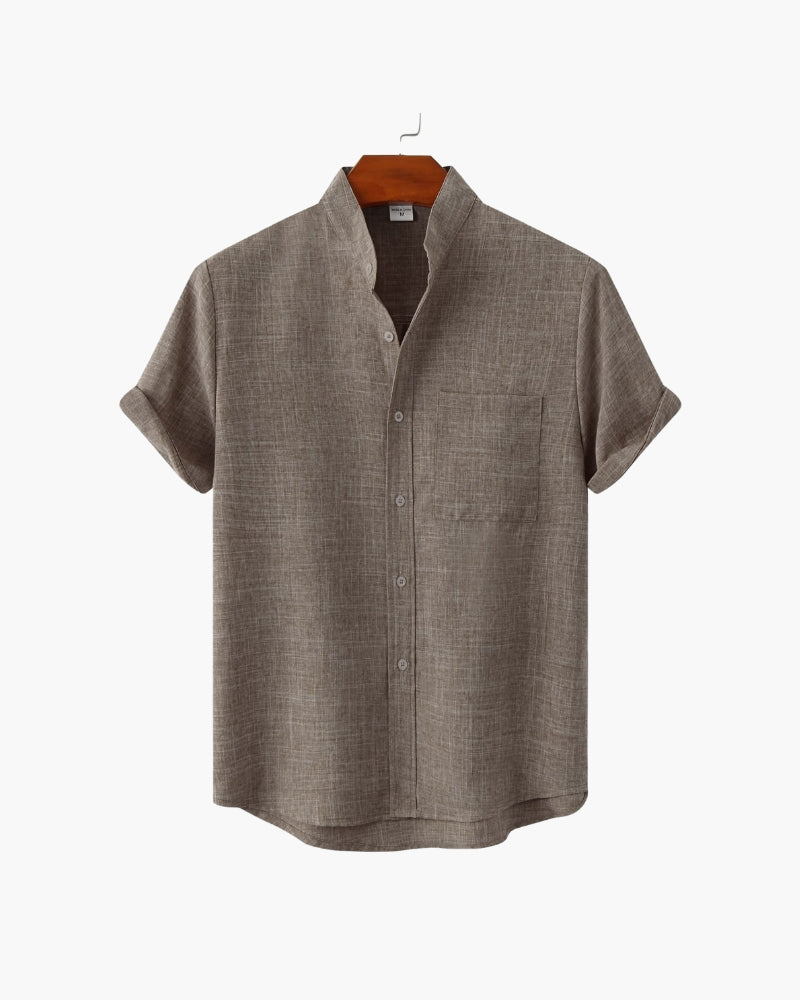 Mandarin Collar Short Sleeve Shirt