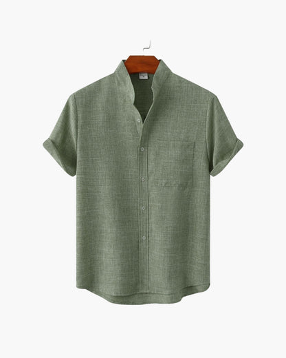 Mandarin Collar Short Sleeve Shirt