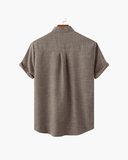 Mandarin Collar Short Sleeve Shirt
