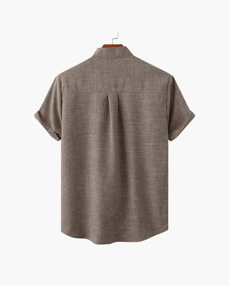 Mandarin Collar Short Sleeve Shirt