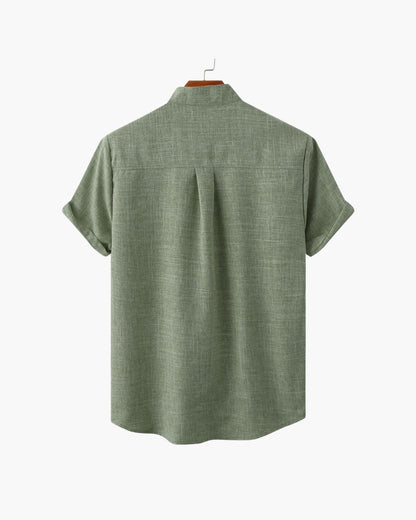 Mandarin Collar Short Sleeve Shirt