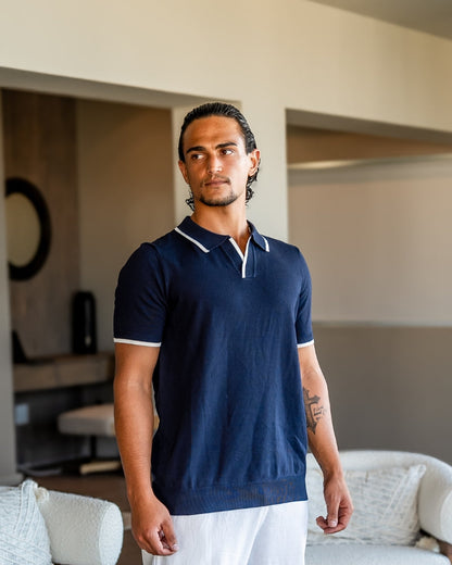 Navy Contrast Trim Polo