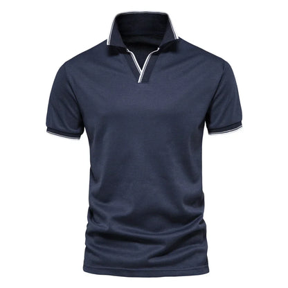 Cotton Blend V-Neck Polo
