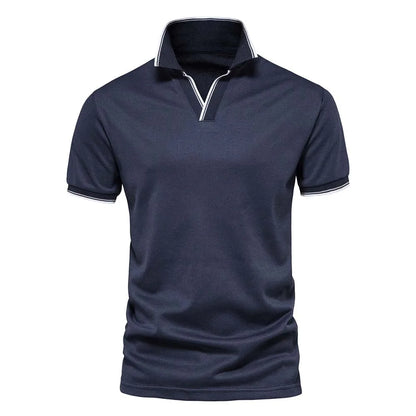 Cotton Blend V-Neck Polo