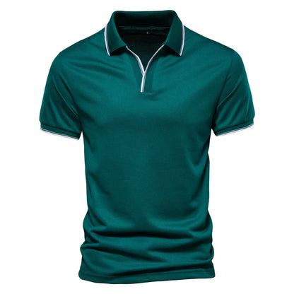 Cotton Blend V-Neck Polo