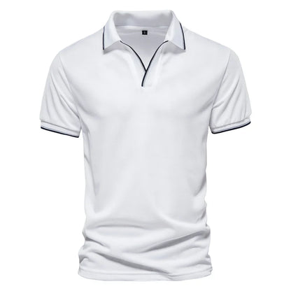 Cotton Blend V-Neck Polo
