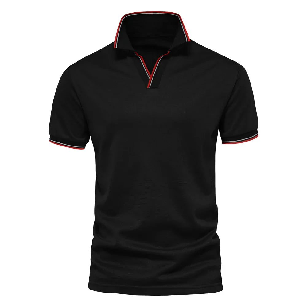 Cotton Blend V-Neck Polo