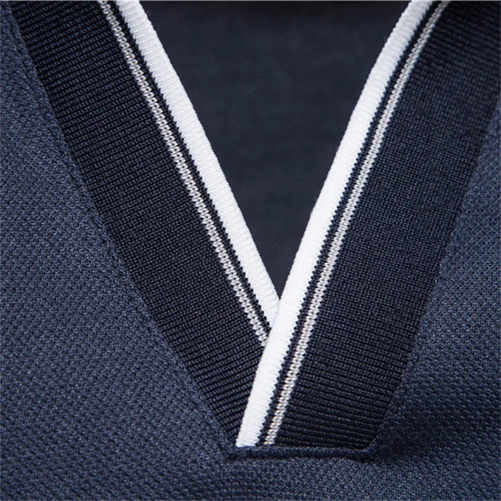 Cotton Blend V-Neck Polo