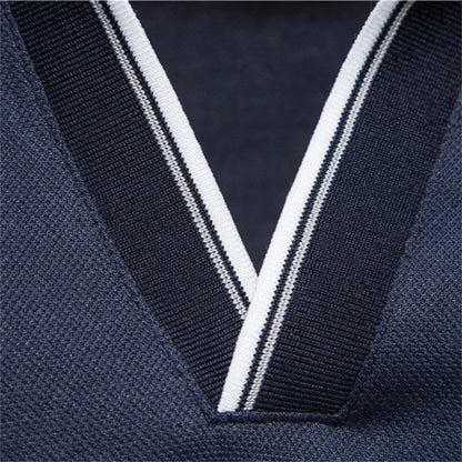 Cotton Blend V-Neck Polo