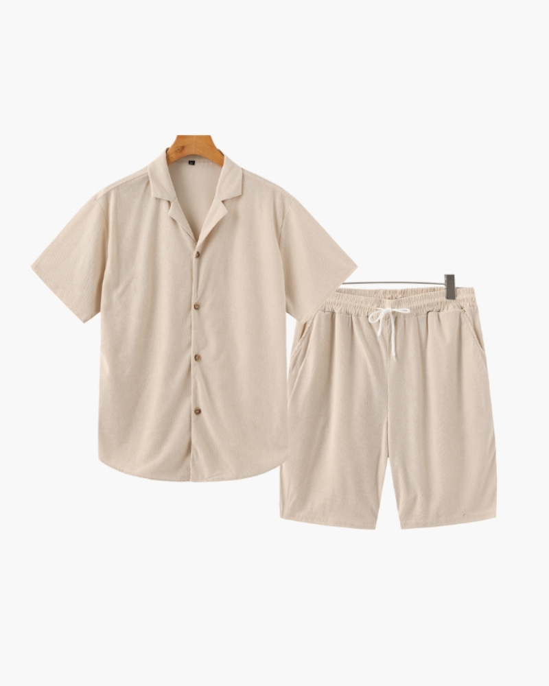 Corduroy Shirt and Shorts Set